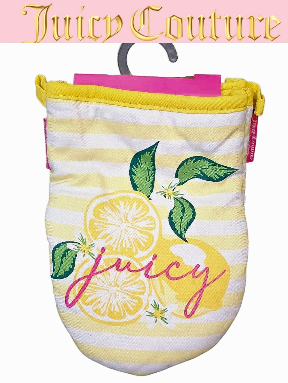 Juicy Couture Home Set Of 2 Script Logo Lemons Silicone Grip Mini Oven Mitts